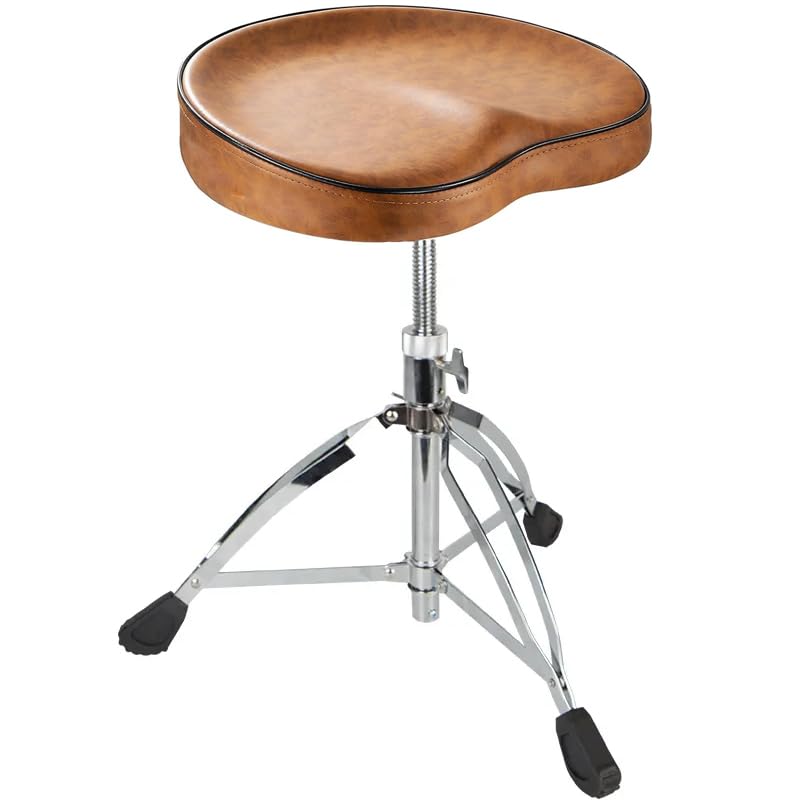 Image of Softline Pro Drum Throne Saddle Seat Apple Shape Padded Drum Stool Height Adjustable 43.8-61 cm Heavy Duty 3.6 Kg Double Braced Legs Anti-Slip Feet for Drummers & Musicians - SP ADT900