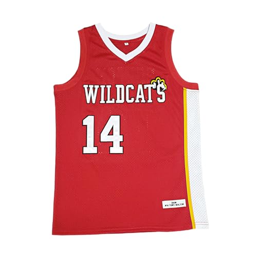 Mens Troy Bolton 14 Basketball Jersey East High School Wildcats Hip Hop Workout Shirts L