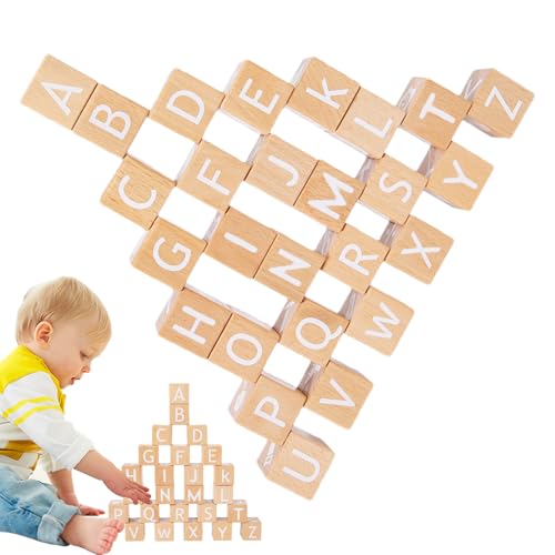Yulokdwi Blocs Alphabet en Bois - Jouet Éducatif Interactif,Cubes Alphabet en Bois pour Bébés | pour Apprentissage Jeu Familial Développement Éducatif à...