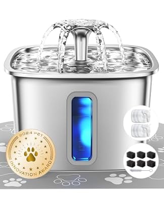 Veken Innovation Award Winner Stainless Steel Cat Water Fountain, 108oz, C1