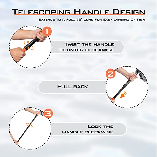 Kastking Brutus Fishing Net, Fish Landing Net, Lightweight & Portable Fishing Net With Soft Eva Foam Handle, Holds Up To 44Lbs/20Kg, Fish-Friendly Mesh For A Safe Release, Pvc L #TOP7