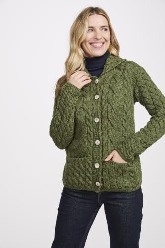 Image of Ladies Buttoned Cabled Cardigan-L