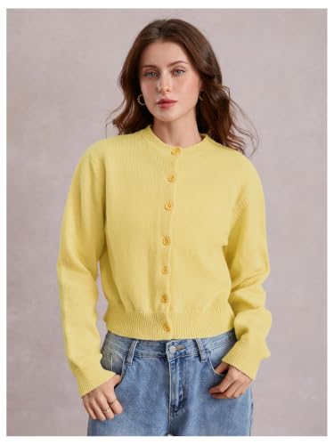 Image of SOLY HUX Women's Button Down Cropped Lightweight Cardigan Sweater | Cute Fall Fashion, 2026
