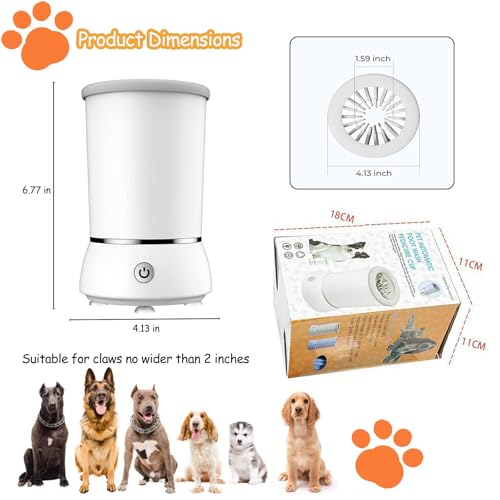 Dog Paw Cleaner Automatic Paw Washer for Dogs Cats, Soft Silicone Portable Paw Cleaner Cup USB Rechargeable 2000mAh for Grooming Massage Dirty Paws, Small to Medium Pets (White) - Image 3