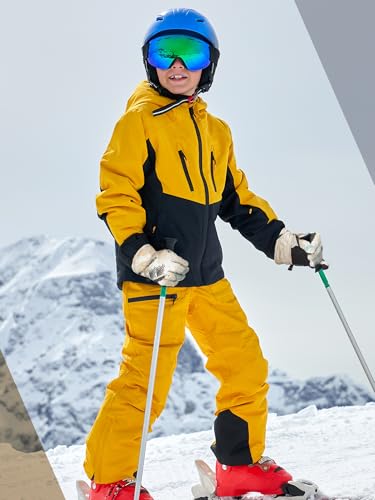 Image of Honoson 2 Pairs Kids Snow Gloves, Winter Waterproof | for Outdoor Snowboard Sledding, Warm Fleece Lining, Windproof, Adjustable Wrist Strap, Youth Cold Weather Ski Glove