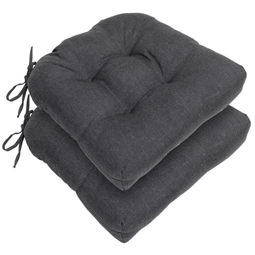 RACE LEAF Outdoor Seat Cushions Set of 2, 19" x 19" Square Patio Cushions, Plump Filling Tufted Water-Resistant Olefin Chair Seat Cushion with Ties for Non-Slip Support, Gray