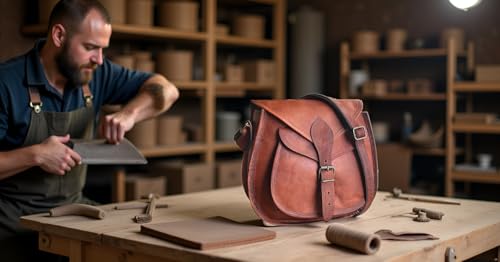 SARA BELLA 11 inch Small Brown Leather Crossbody Satchel Bag Vintage Purses Handbags for Women2