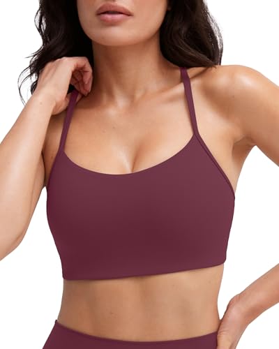 PAVOI ACTIVE Yoga Racerback Bras for Women - Buttery Soft Low Support Scoop Neck Y-Back Thin Strap Sports Bra - FlexFlow