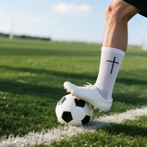 Men Christian Grip Socks for Soccer Sports Daily,Cross Socks with Anti-Slip Design, Ideal for Religious Gifts3