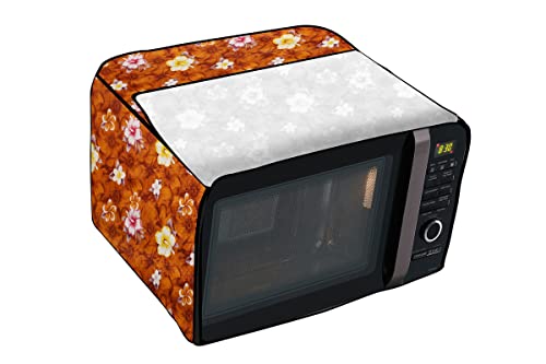 Image of Stylista PVC Microwave Oven Cover for LG 32 L Convection MC3286BLT, Floral Pattern Orange