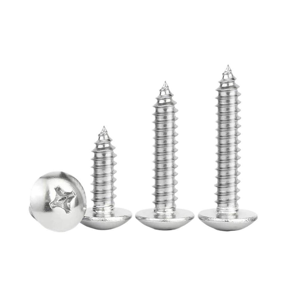 Cilky Metal Screws 5-20Pcs M3 M3.5 M4 M4.2M5M5.5M6M6.3 304 Stainless Steel Truss Head Self-tapping Screw Cross Mushroom Head Wood Screw(60mm,M4.2-20pcs)