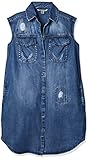 Calvin Klein Big Girls' Lyocell Denim Shirtdress, Destruct, Small (7)
