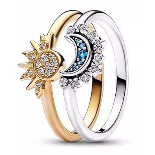 JSTHHTT Ring Set, Sun Moon Ring Women Set, Rings Gold Ladies, Ring Gold Women, Sun and Moon, Silver Vintage Rings for Women, NO, No JSTHHTT Ring Set, Sun Moon Ring Women Set, Rings Gold Ladies, Ring Gold Women, Sun and Moon, Silver Vintage Rings for Women, NO, No