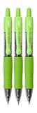 Advantage Gifts G2 Mini Premium Rolling Ball Gel Pens, Fine 0.7 Mm, Lime Ink 3-pk; Premium Comfort Grip, Bundle with Plastic Reusable Pouch