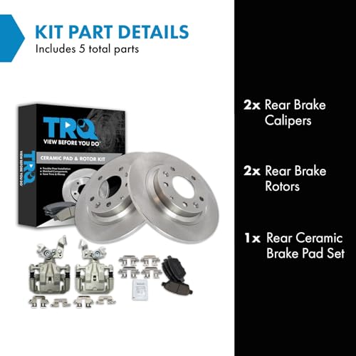 Image of TRQ Rear Brake Pad and Rotor Set Ceramic Solid Rotors Calipers | For 2006-2012 Ford Fusion 2007-2012 Lincoln MKZ 2006 Zephyr 2006-2013 Mazda 6 2006-2011 Mercury Milan