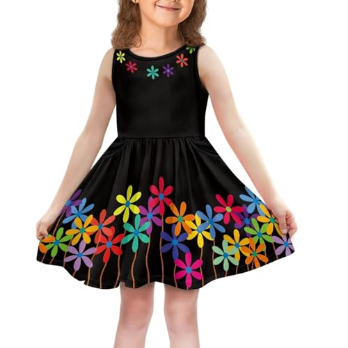 Kids Summer Sleeveless Dresses Birthday Beach School Travel Sundress