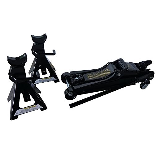 SUNROAD Car Floor Jack 2.5 Ton Steel Hydraulic Low Profile Rapid Pump Lift Tool and Jack Stands Combo Set