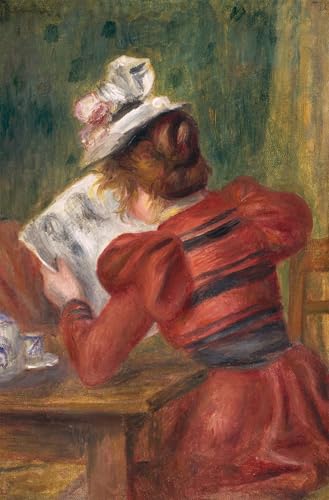 Cuadro de Niña leyendo de Pierre Auguste Renoir, reproducción clásica en lienzo de 60x90cm