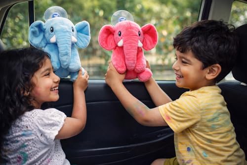 Image of Soft Plush Elephant Toy Set for Kids Age 3+ Years - Cute Stuffed Animal Teddy, Cuddly Baby & Toddler Soft Toys, Gift for Boys & Girls (Colors May Vary)
