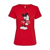 T-shirt aus Baumwolle ONLY Damen ONLDISNEY T-Shirt, Rot(High Risk RedPrint:Kisses), 36 (Herstellergröße: S)