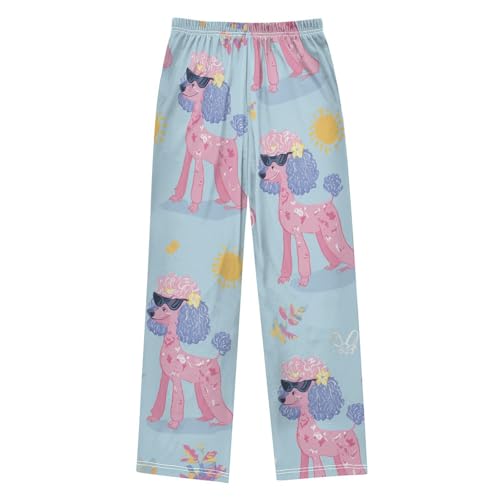 ZZXXB Poodle with Glasses Boys Long Pants Soft Trousers Elastic Waist Kids Lounge Bottoms with Pockets S-XL2