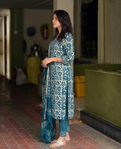 Image of KLOSIA Women's Printed Straight Kurta and Pant with Dupatta Set