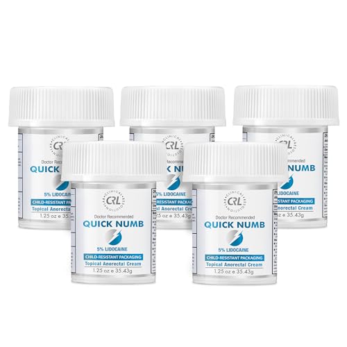 Image of Quick Numb 5% Lidocaine Cream Maximum Strength Liposomal, Fast Itch Burn Pain Relief Cream with Aloe Allantoin Vitamin E, Gentle on Skin Support Healing Hemorrhoid Treatment 1.25 oz 5 Pack
