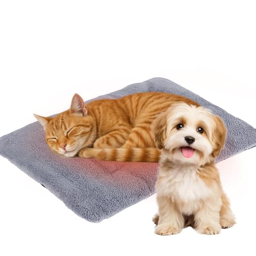 SUNOYA Coperta riscaldante per gatti, 70 x 45 cm, morbida coperta termica per gatti o, lavabile, antiscivolo, per interni ed esterni, colore: grigio argento