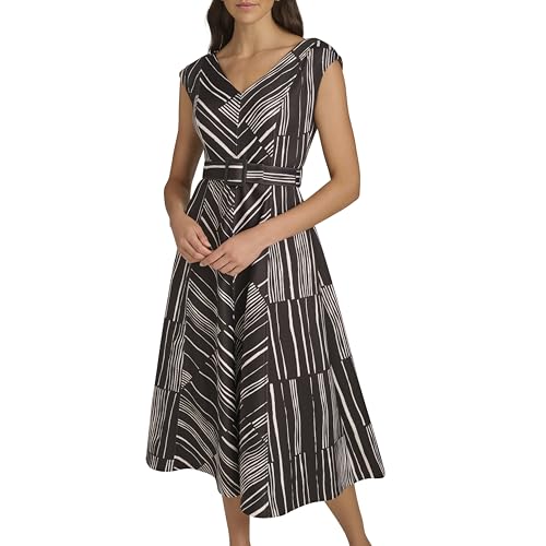 Image of Calvin Klein Women's Sleeveless V-Neck Belted A-Line Midi Dress