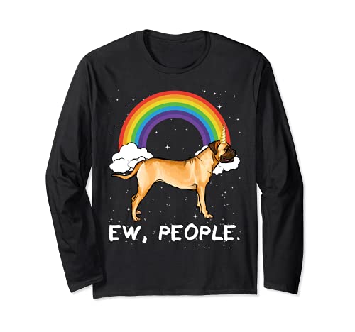 Rainbow Bullmastiff Ew People Unicorn Dog Long Sleeve T-Shirt, Black