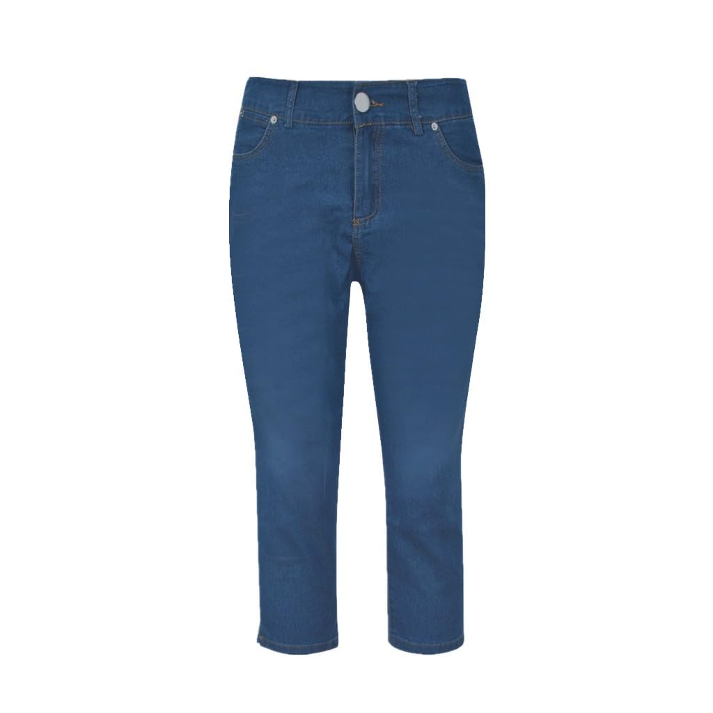 IQYU Pantalones vaqueros para mujer de 7/8 de longitud, elásticos, capri, pantalones cortos de verano 3/4, pantalones piratas de cintura alta, pantalones vaqueros elásticos, bermudas, pantalones
