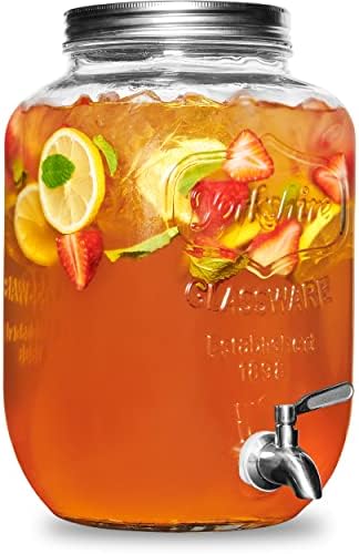 FineDine Glass Drink Dispenser for Fridge - 2 Gallon Water, Laundry Detergent or Beverage Dispenser for BBQ, Picnic, Pool Party and Social Events