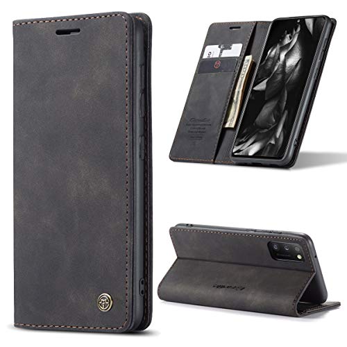 yanzi Funda Samsung Galaxy A41 Funda Carcasa Silicone Case Samsung Galaxy A41 Funda Protectora Negro móvil Cover Libro Caso Cubierta Magnética Billetera Cuero PU A41 Carcasa