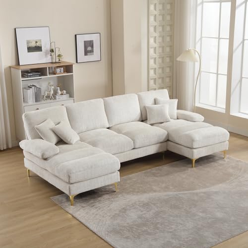 Sapgaks Grand canapé d'angle Moderne en U,avec Fauteuil inclinable Double,canapé 4 Places en...