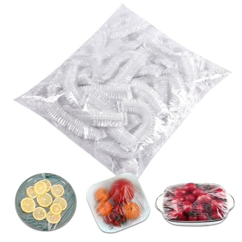 100 Stück Frischhaltebeutel, Frischhaltefolie mit Gummizug kitchen, Elastische Abdeckhauben für Lebensmittel, Wiederverwendbare Frischhaltebeutel Kunststoff, Versiegelungsbeutel, Duschhaube