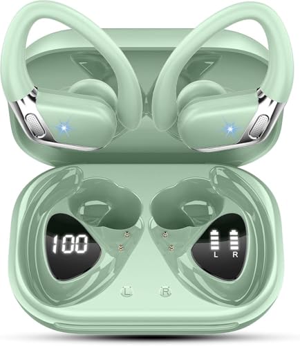 Bluetooth 5.4 Kopfhörer Sport, 2026 Neu In Ear Kopfhörer Kabellos Bluetooth mit 6D Stereo/4 ENC Mic, 50H Noise Cancelling Ear buds, Over-Ear Sportkopfhörer mit Ohrhaken, IP7 Wasserdicht Ohrhörer
