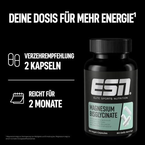 ESN Magnesiumbisglycinat Kapseln - mit 194 mg Magnesium pro Tagesportion – Ansicht 6
