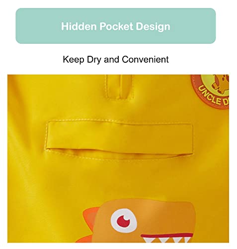 Image of Raincoat for Kids - Poncho Lightweight Waterproof Windproof Hooded Cute Cartoon Dinosaur with Carrying Bag