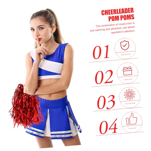 Pompons de cheerleading réutilisables et brillants Gatuida en plastique rouge x24