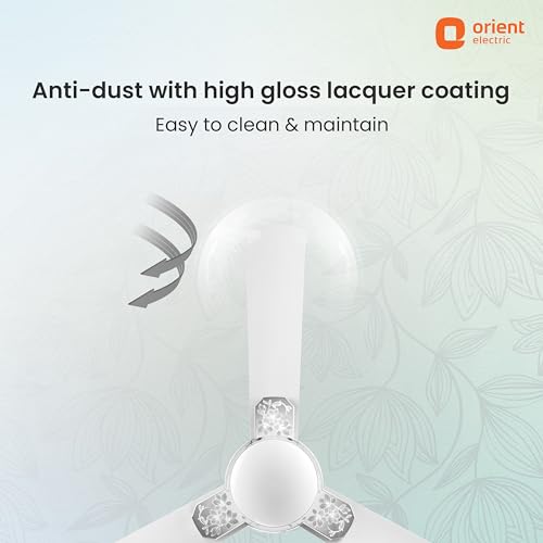 Image of Orient Electric 1200 mm Mozart ceiling fan| Designer fan with seamless ring to trim design | Anti-rust Aluminium blades| Decorative Inlay Mould Design | 5-years warranty | Nature Floral White