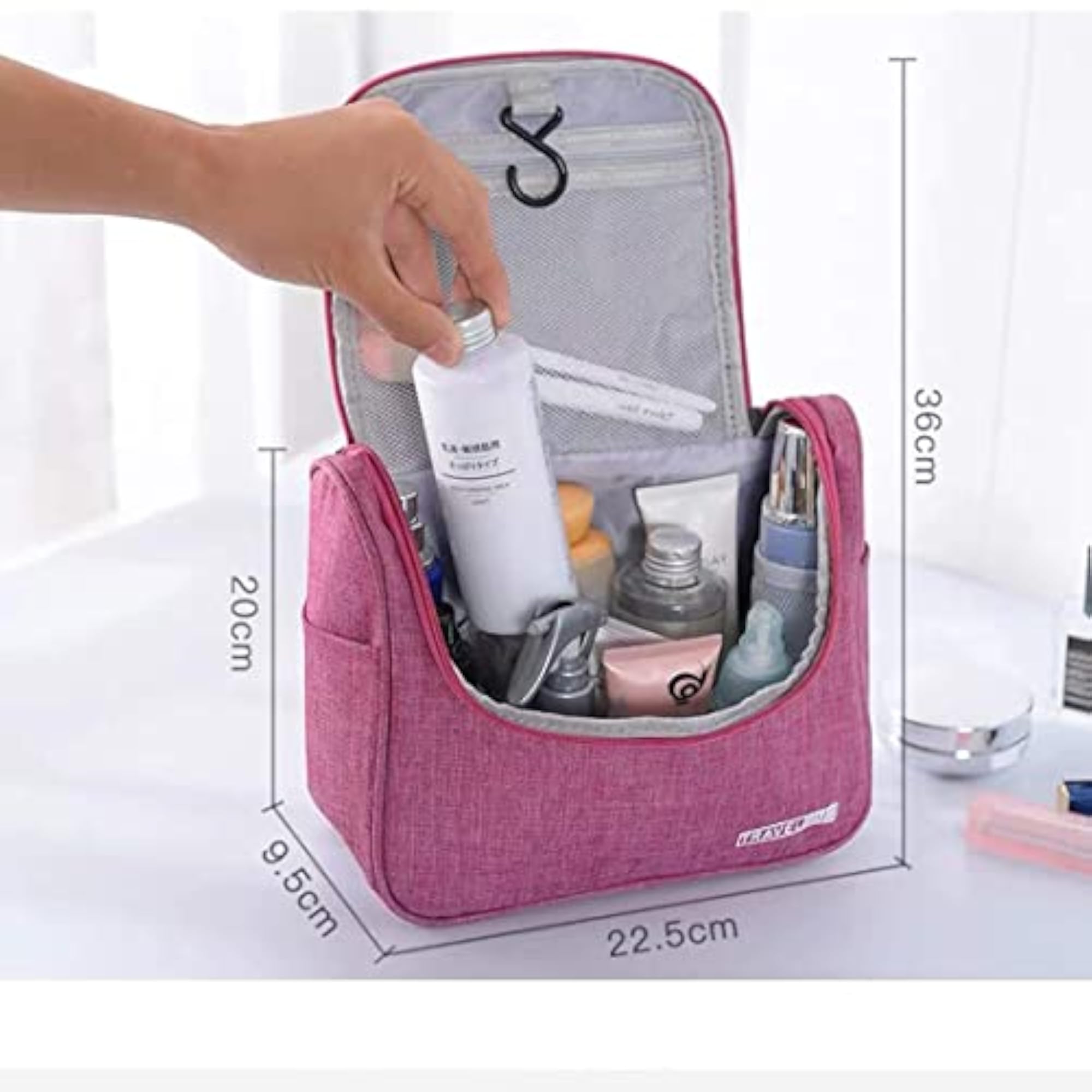 Pink Bathroom Storage Toiletry Bag with Hanging Hook
