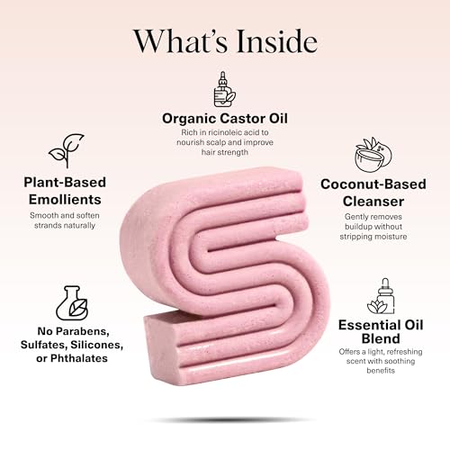 Kitsch Castor Oil Shampoo Bar Soap - Hydrating & Moisturizing Hair Care - Organic Castor Oil Solid Shampoo for Hair Growth & Scalp Nourishment - Silicone & Paraben-Free, Vegan, Made in USA - 3.2oz