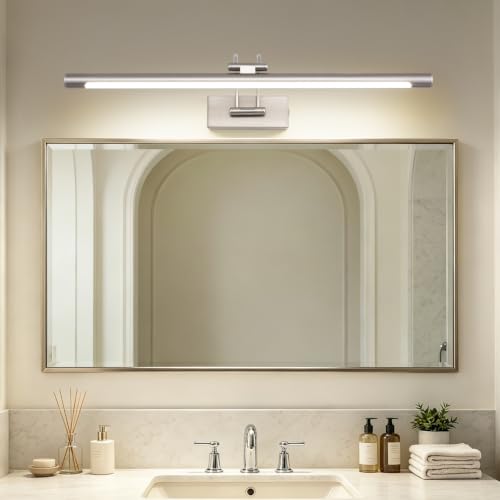 MantoLite Dimmable LED Bathroom Vanity Light Fixture, 12W 60CM Cabinet Picture Wall Lights,Ajustable Nickel Indoor Lighting Wall Sconce Hotel Bedside 3000K/4500K/6000K Reading Lamps