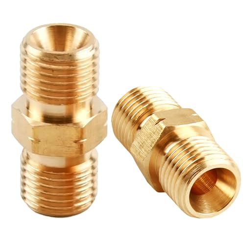 2 Stück Messing Gasschlauch Verbinder 1/4, Propan Acetylen Gasschlauch 1/4 Gasflaschen Adapter Gas Schnellkupplung, Doppelnippel 1/4 Zoll für Mit Schnellkupplung für Camper Outdoor