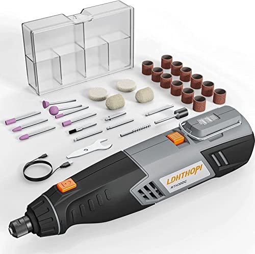 LDHTHOPI Cordless Rotary Tool, Cordless Engraving Tool with 42 Kits, 4V, 2000 mAh Battery, 11000-22000RPM, for DIY, Metal Wood Glass Plastic Carving, Grinding, Sanding, Polishing