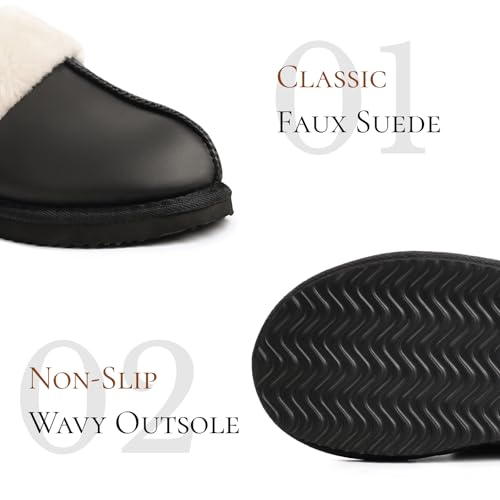Image of OOW Fuzzy Slippers for Women Cozy Faux Fur House Shoes Memory Foam Slippers | Winter, Warm Slippers, Indoor and Outdoor