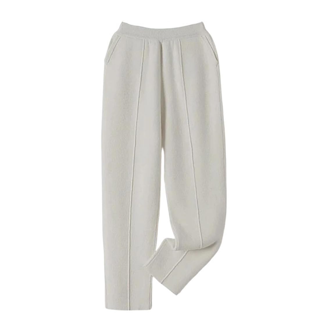 Womens Medium Seam Pencil Trousers Thick Knitted Soft Warm Autumn Winter Pants