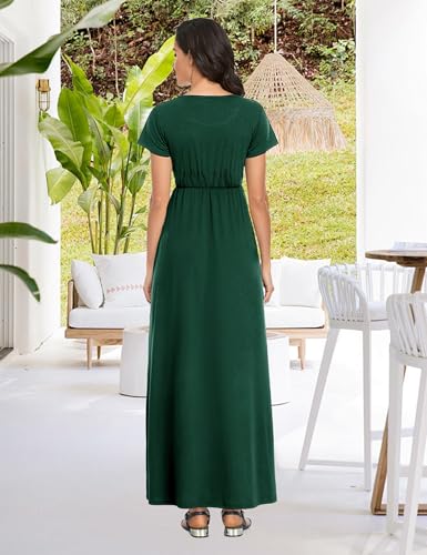 Image of Lacavocor Womens Short Sleeve Maxi Dresses Empire Waist Long Dress