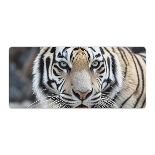 Tapis de souris de jeu tigre noir et blanc 40x90cm antidérapant