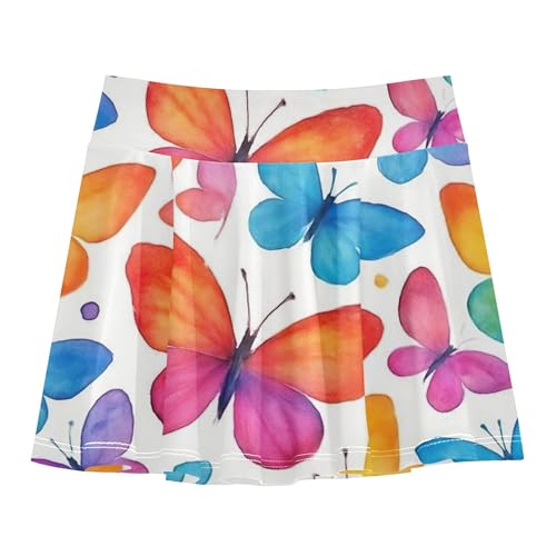 Joisal Athletic Shorts Girls Skorts Toddler Tennis Skirts Breathable Little Girl Colorful Butterflies White 3t
